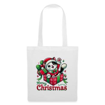 Chat Miaou Noël 1 2 - Sac en tissu - blanc - Devant