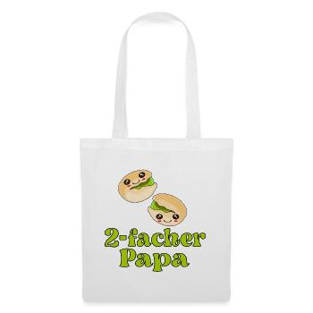 2. Kind - Zweifacher Papa Vater - Stoffbeutel - Weiß - Vorne