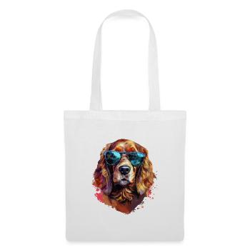 Cocker Spaniel avec lunettes de soleil - Sac en tissu - blanc - Devant