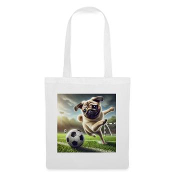 Chien joueur jouant au football - Sac en tissu - blanc - Devant