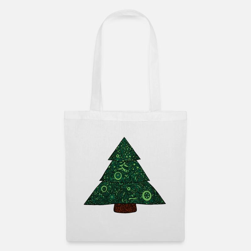 Mandala Weihnachtsbaum - Stoffbeutel - Weiß