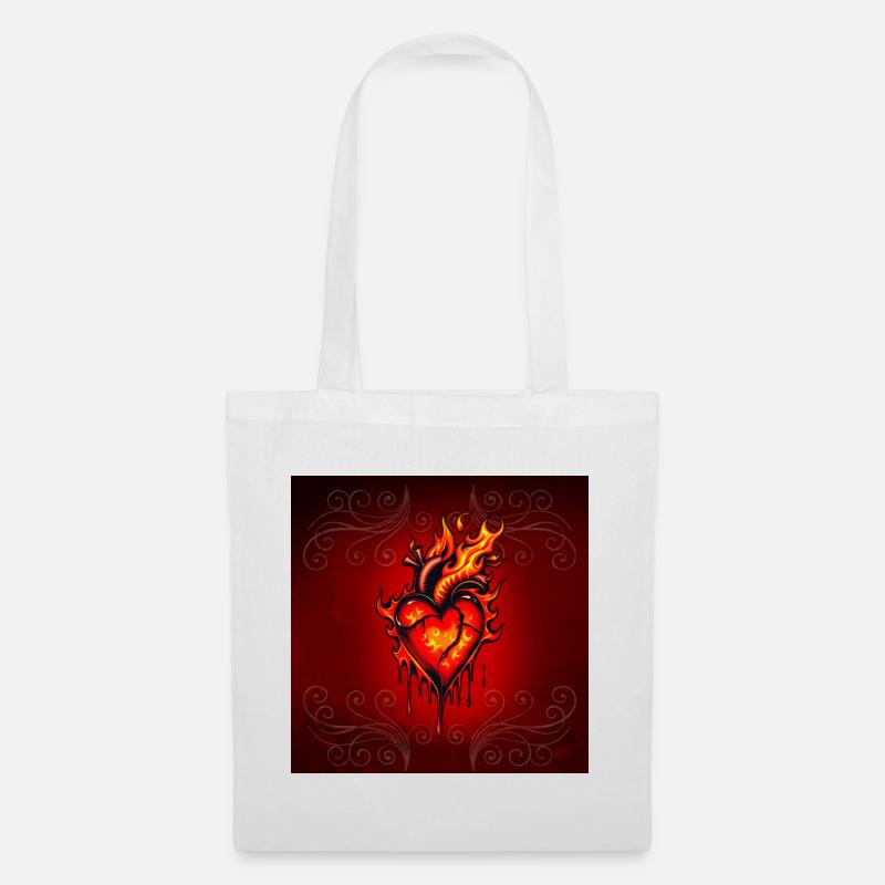 Flaming heart. - Tote Bag - white