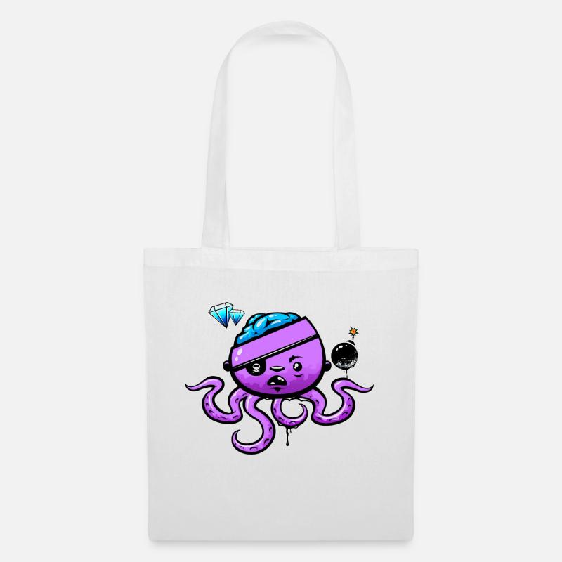 Piraten-Oktopus mit Bombe - Stoffbeutel - Weiß