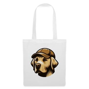 Labrador avec casquette - Sac en tissu - blanc - Devant