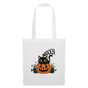 Halloween Katze Boo - Spooky Cat - Stoffbeutel - Weiß - Vorne