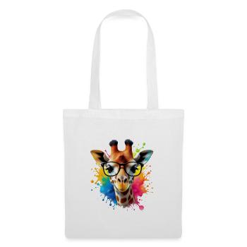 Cool Giraffe with Glasses in Colorful Splash Art - Tote Bag - white - Front