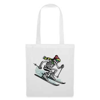 Skeleton à skis - une aventure hivernale avec une touche d’originalité - Sac en tissu - blanc - Devant