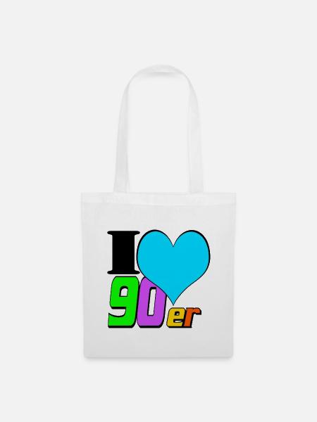 90er Party , Mottoparty , 90er Jahre Love (25) - Stoffbeutel - Weiß