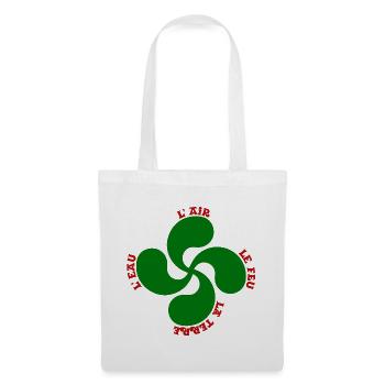 Lauburu verte - croix basque et signification - Sac en tissu - blanc - Devant