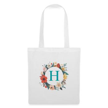 H Monogram, Flower Wreath, Personalizable - Tote Bag - white - Front