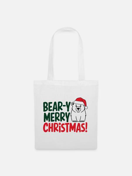 Festliches Bär Weihnachtsdesign - Stoffbeutel - Weiß