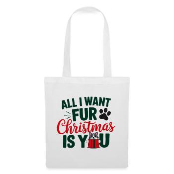 Festliches Katzenfell Weihnachten Zitat - Stoffbeutel - Weiß - Vorne