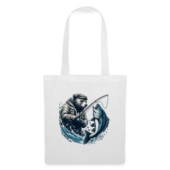 Ours Pêche Pêcheur Poisson Cadeau - Sac en tissu - blanc - Devant