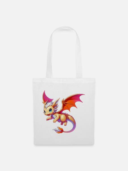 Drache - Stoffbeutel - Weiß