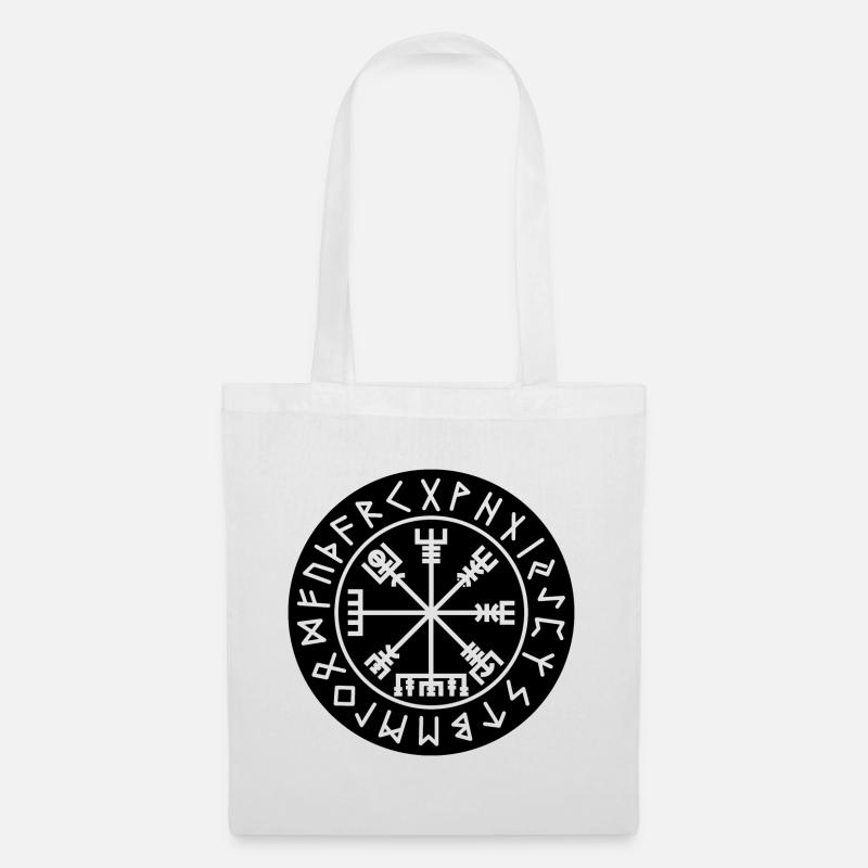 Vegvisir schwarzer Runenkreis - Stoffbeutel - Weiß