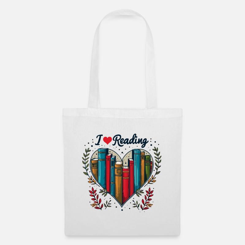 Ich liebe Bücher Bücherwurm Herz - Stoffbeutel - Weiß