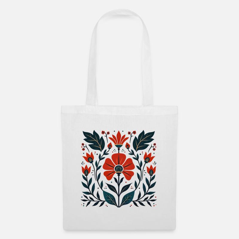 Otomi Blumenmuster Kulturelle Kunst - Stoffbeutel - Weiß