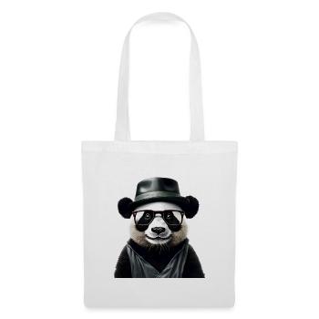 Stylischer Panda mit Zubehör - Stoffbeutel - Weiß - Vorne