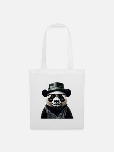 Stylischer Panda mit Zubehör - Stoffbeutel - Weiß