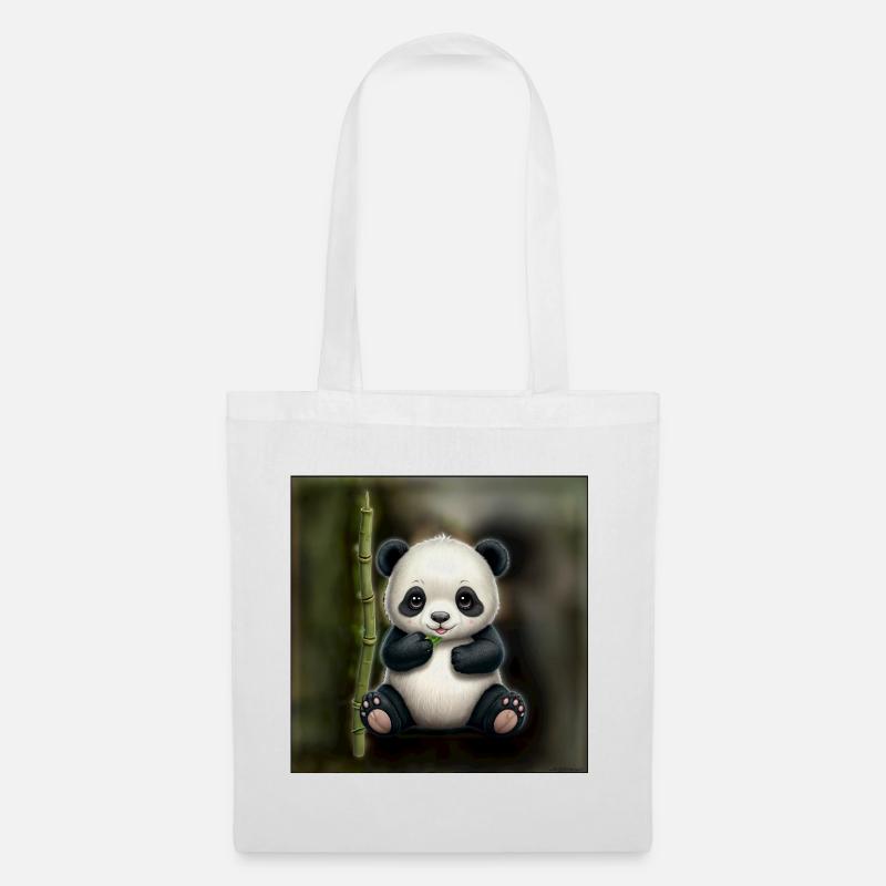 Süßer Panda mit Bambus - Stoffbeutel - Weiß
