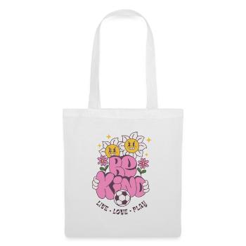 Be Kind – Fußball & Blumen Retro Look - Stoffbeutel - Weiß - Vorne