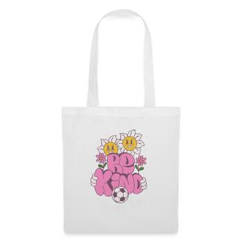 Be Kind – Fußball & Blumen Retro Look - Stoffbeutel - Weiß - Vorne