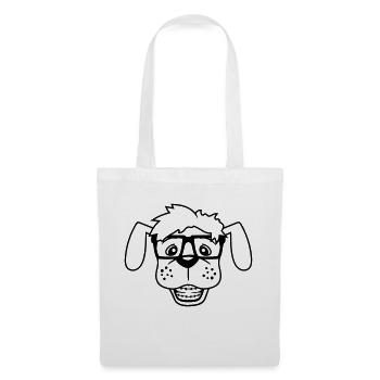 Hund Nerd Hornbrille Geek Zahnspange Schlau Lustig - Stoffbeutel - Weiß - Vorne