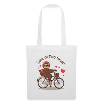 Charming Sloth on Vintage Bike with Heart Basket - Tote Bag - white - Front