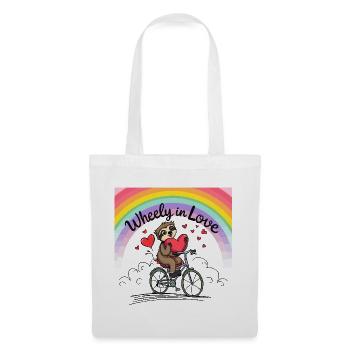 Adorable Sloth on Bicycle with Heart and Rainbow - Tote Bag - white - Front