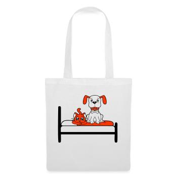 Dog Bed Cat Two Friends Team Kitten 2 Crew - Tote Bag - white - Front
