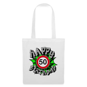 50e anniversaire , Joyeux anniversaire 50 (25) - Sac en tissu - blanc - Devant