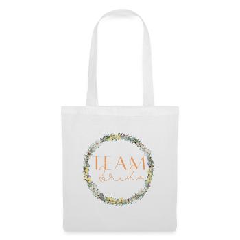 L’équipe de la mariée ! Couronne de fleurs personnalisable - Sac en tissu - blanc - Devant