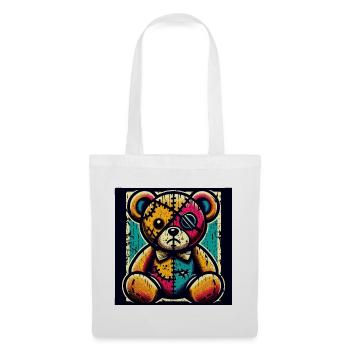 Patchwork bear art with vintage charm - Tote Bag - white - Front