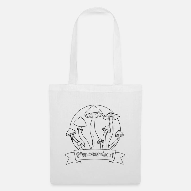 C’est l’heure des champignons ! Psilocybe Cubensis noir et blanc - Sac en tissu - blanc