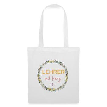Lehrer mit Herz! Personalisierbares Design - Stoffbeutel - Weiß - Vorne
