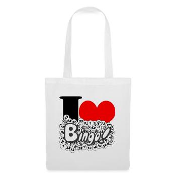Bingo, Jeu de bingo, Jeux d’argent, J’aime (25) - Sac en tissu - blanc - Devant