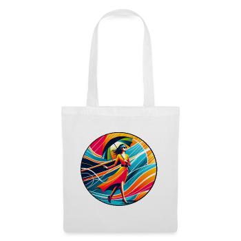 Femme colorée avec parapluie - Sac en tissu - blanc - Devant