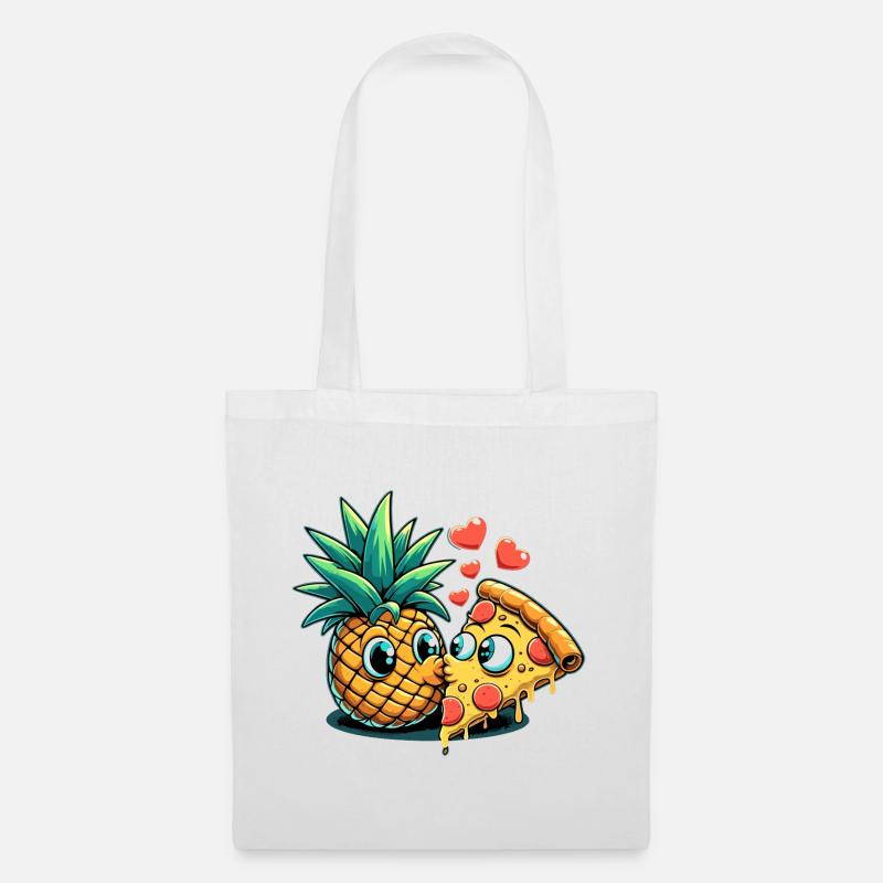 Pizza Hawaii Kuss Liebe Beziehung witzig Geschenk - Stoffbeutel - Weiß