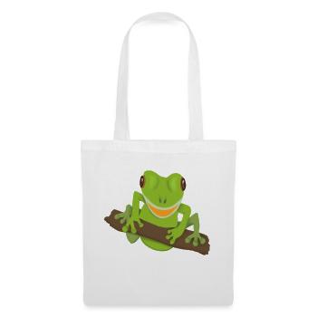 lachender Frosch - Stoffbeutel - Weiß - Vorne