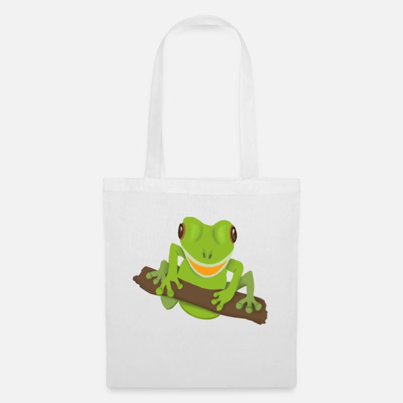 lachender Frosch - Stoffbeutel - Weiß