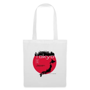 Tokyo Minimal: Rotes Tokio-Motiv - Stoffbeutel - Weiß - Vorne