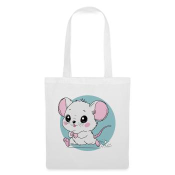 Souris Drôle en Course - Amateur de Fromage - Sac en tissu - blanc - Devant