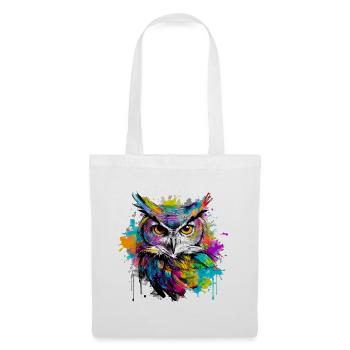 Notre hibou avec des éclaboussures colorées de couleurs - Sac en tissu - blanc - Devant