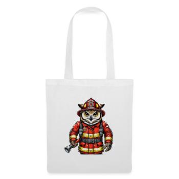 Hibou des pompiers – Le courage rencontre la sagesse - Sac en tissu - blanc - Devant