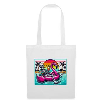Flamingo Pool Party – Skeleton Summer Vibes - Tote Bag - white - Front