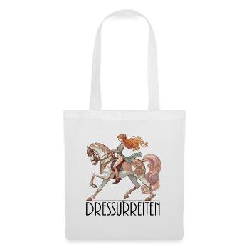Dressurreiten Reiten Pferd edel dynamisch Geschenk - Stoffbeutel - Weiß - Vorne