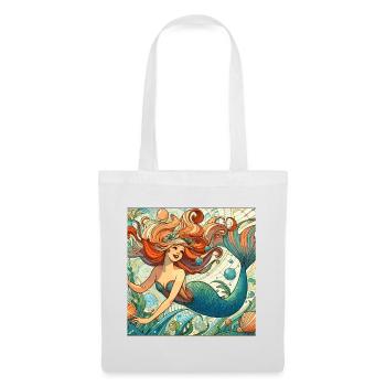 Sirène Sirène cheveux roux Cadeau Art Nouveau - Sac en tissu - blanc - Devant