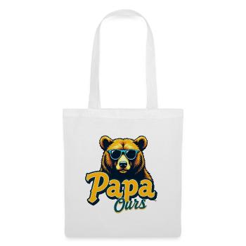 Papa Ours Lunettes Retro - Stoffbeutel - Weiß - Vorne