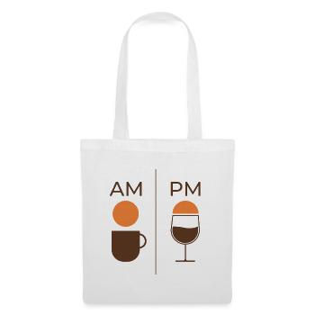 AM Coffee PM Wine – Kaffee & Wein Design - Stoffbeutel - Weiß - Vorne