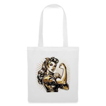 Strength Strong Woman Rockabilly Style Gold Gift - Tote Bag - white - Front